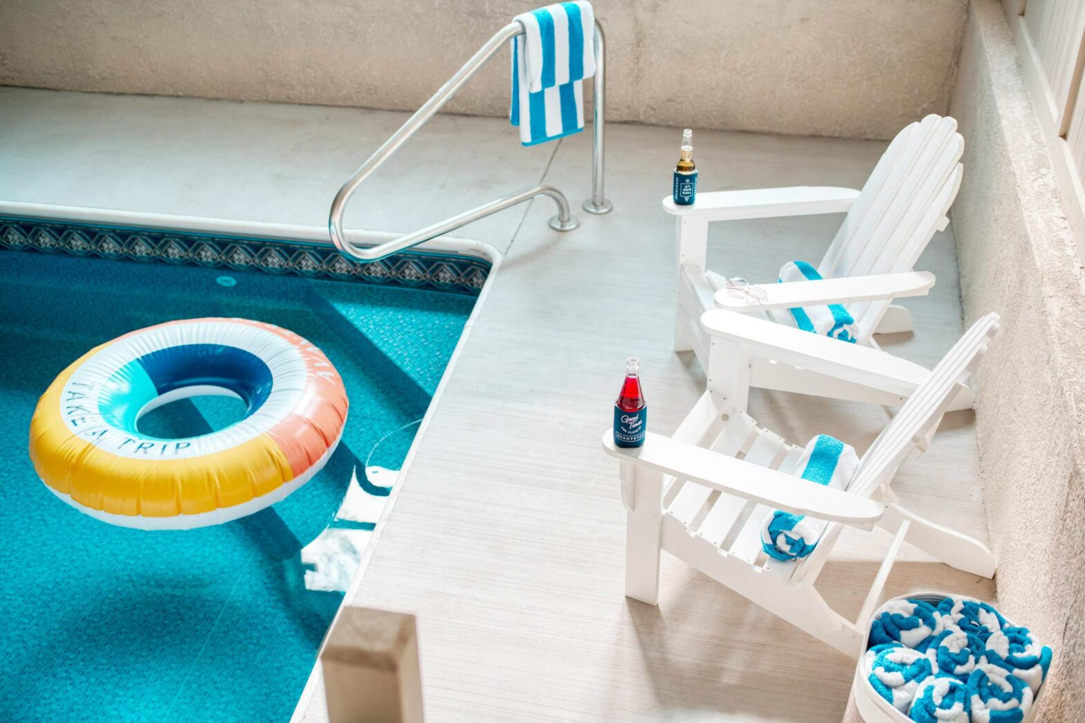 aerial shot of indoor swimming pool
