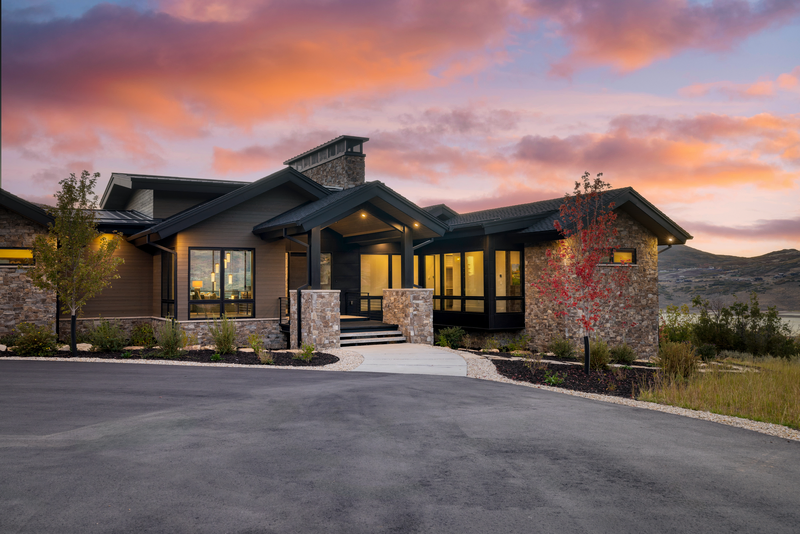 modern japanese inspired home with cotton candy skies background making it the best park city airbnb