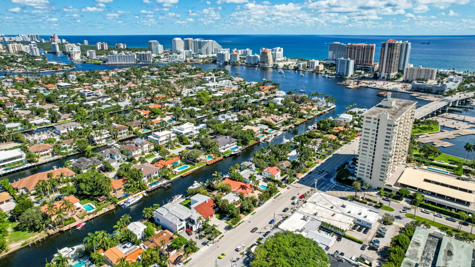 man made islands in the canal river leading to the Fort Lauderdale beach