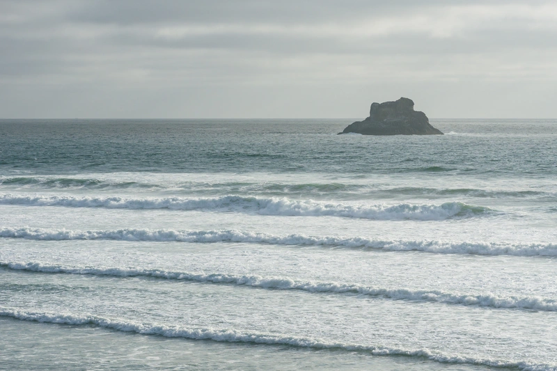 blue foggy waves of the sea in a winter weather sky